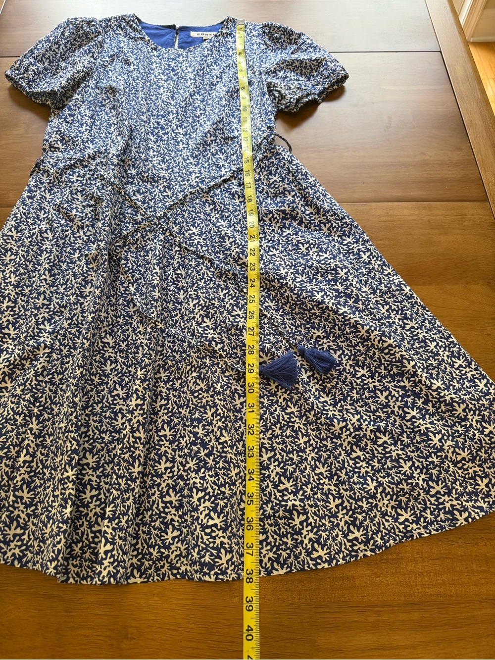 Boden Blue and White Floral Tie-Waist Casual Dress Size 6Long - Picture 8 of 14